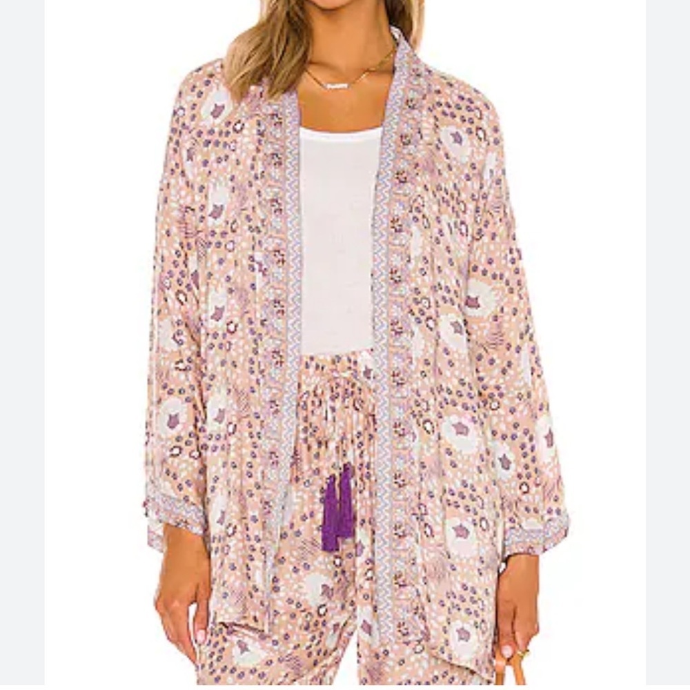 Natalie Martin Saylor Kimono with Belt size Large in Vintgae Floral Amethyst